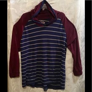 Red Camel Maroon & Dark Blue Striped Hoodie